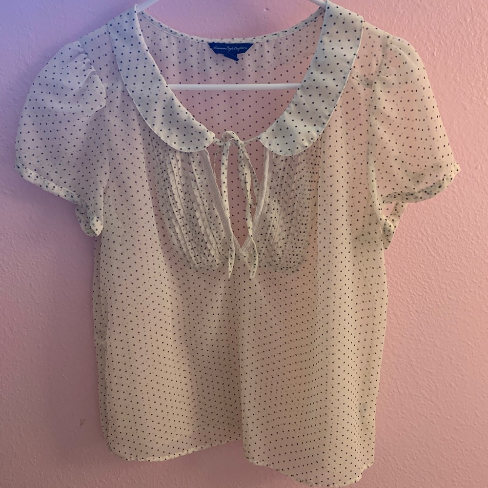 American Eagle see through cream blouse
